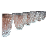 6 small 8 cl glasses in VMC glass Reims France vintage