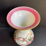 Vase Napoleon III in white opaline with floral decoration with gilding