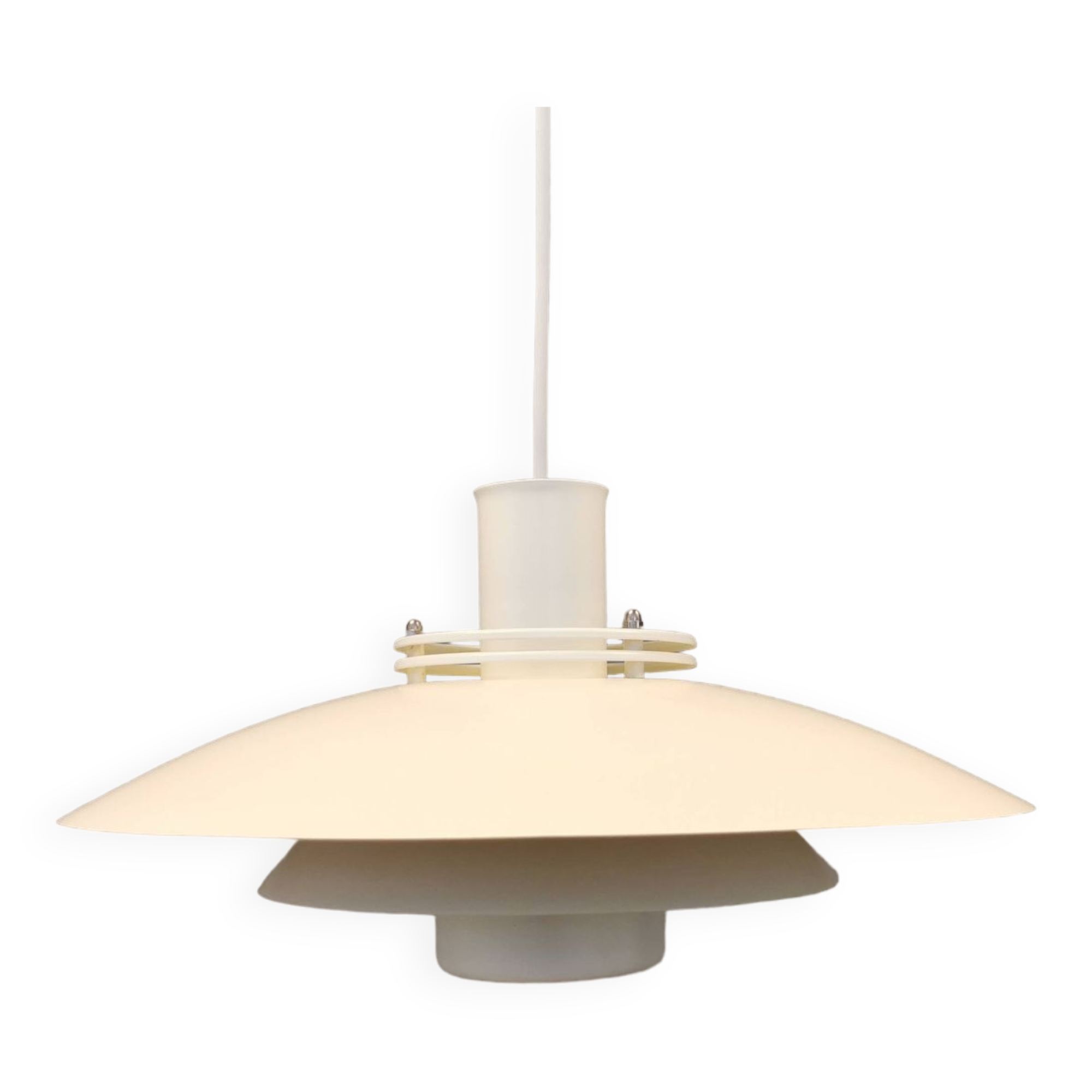 FormLight hanging lamp with multiple layers of shades, a Danish quality product from the 80s.