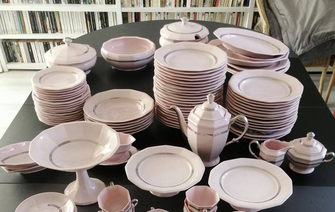 Large Art Deco dinnerware service from the Schlaggenwald Manufacture, vintage