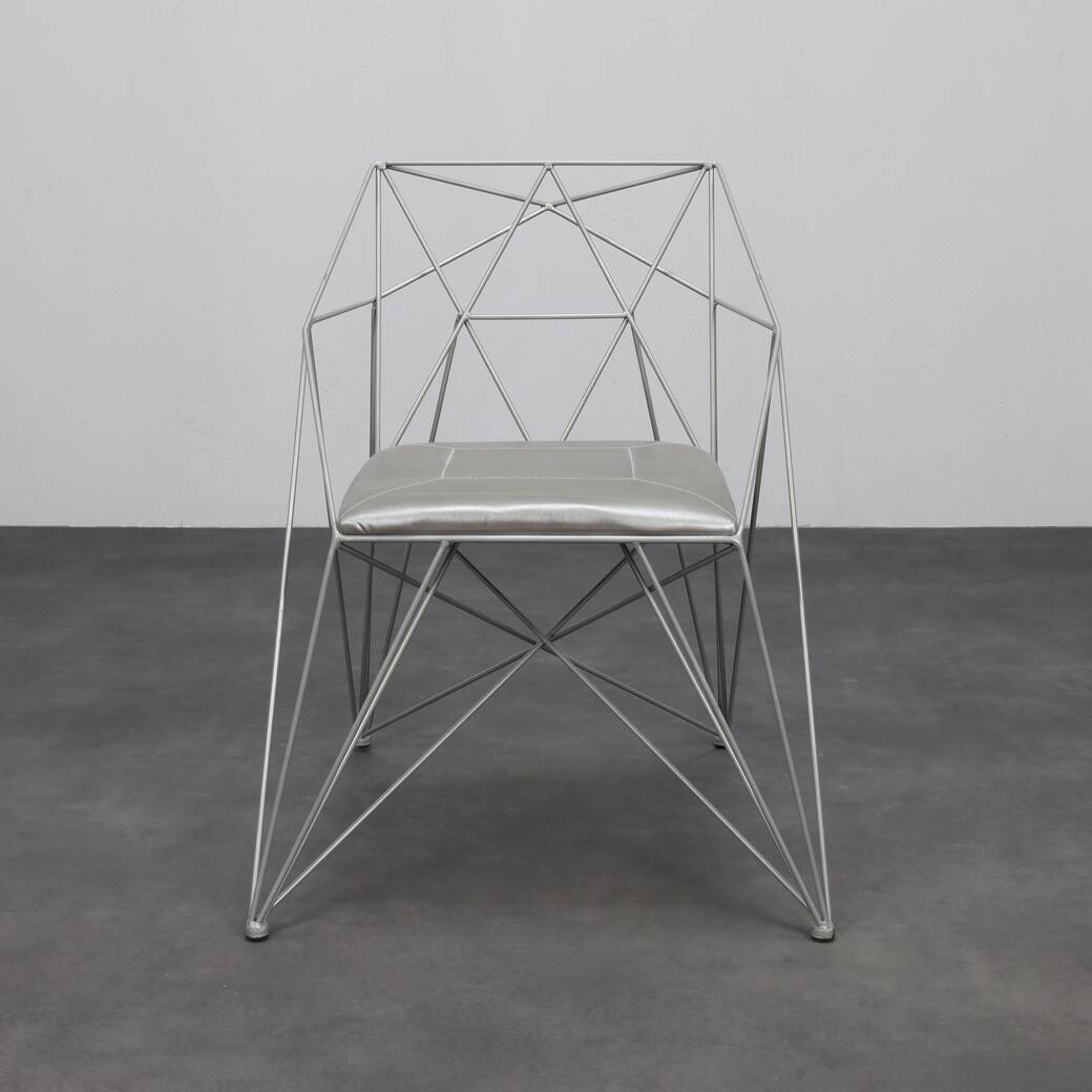 6x Geometric Wire Frame Dining Chairs, rare