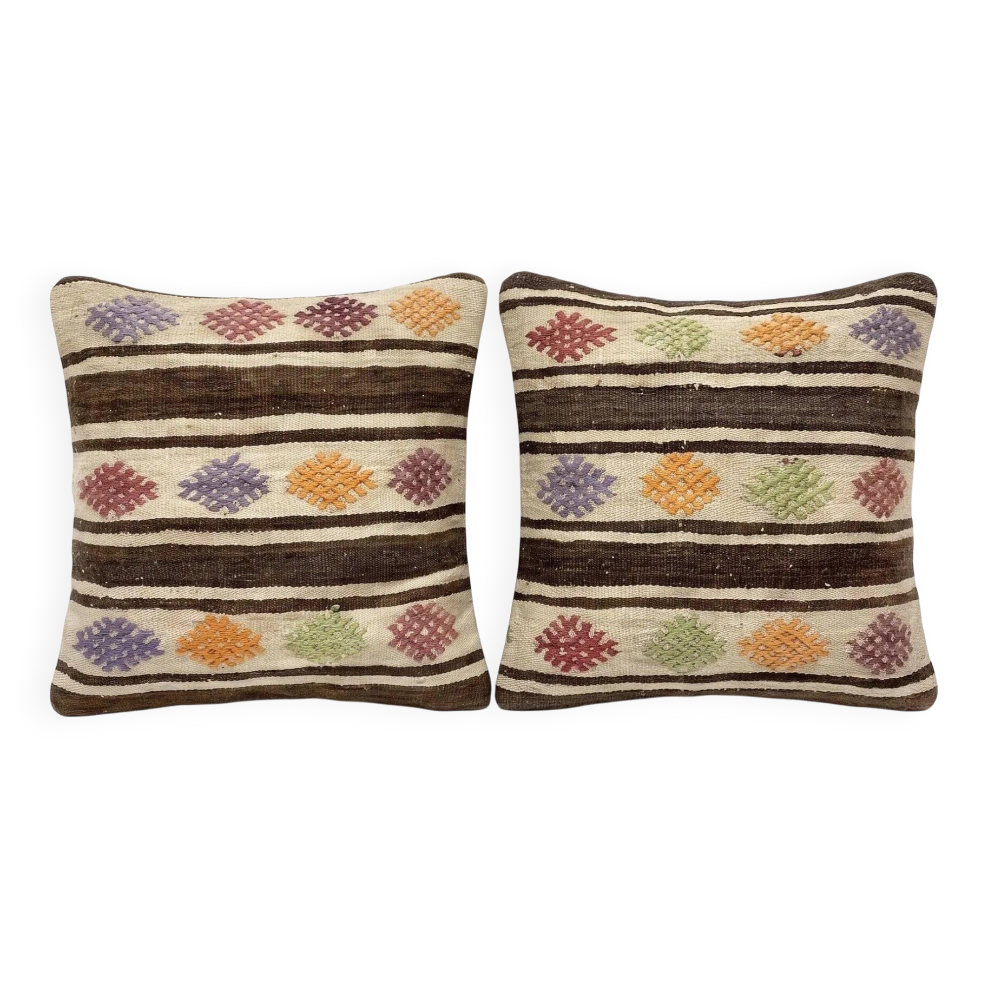 Set of 2 vintage kilim cushion covers 61x61 cm