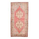 Tapis turc vintage rouge et beige, tissé à la main