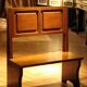 Vintage Italian Modern High Back Bench in Wood, 1950s
