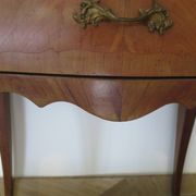 Paire de 2 chevets-louis xv-marqueterie-2 tiroirs-marbre rose