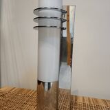Set of wall lights in blown opal glass and chrome by Glashütte Limburg