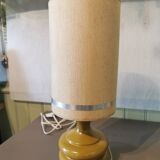 Round vintage khaki painted metal lamp