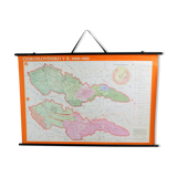 Vintage School Map Of Czechoslovakia In 1939 1945, 1960s