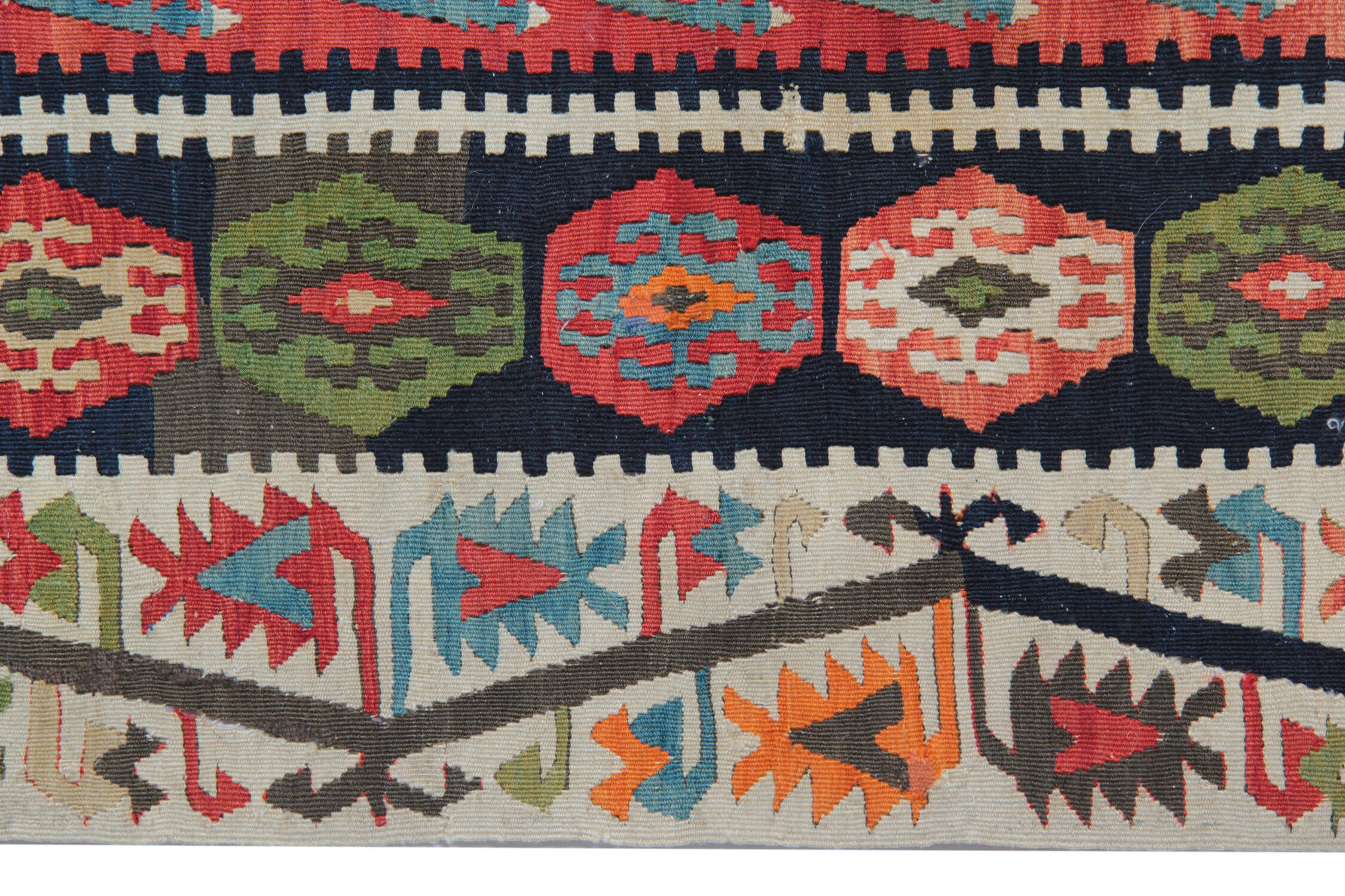 Decorative Tribal Antique Rug, Handwoven Green, Red Oriental Rug- 179x413cm