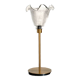 Table lamp with a vintage antique globe in ridged glass mounted on gilded stand