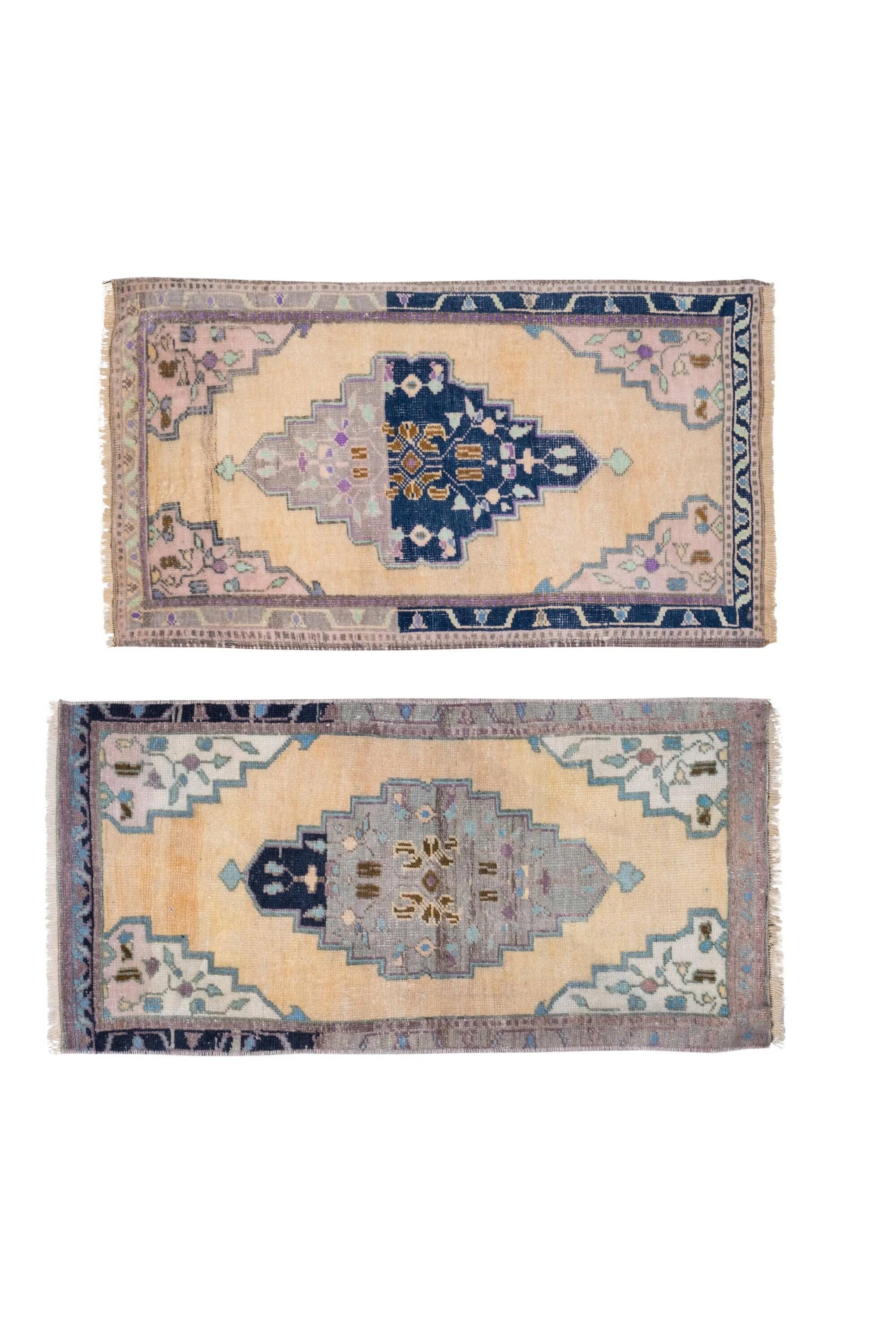 Set of 2 vintage handmade Turkish rugs 50x100 cm
