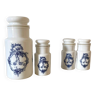 Set of 4 apothecary pots or bottles in old Italian opaline