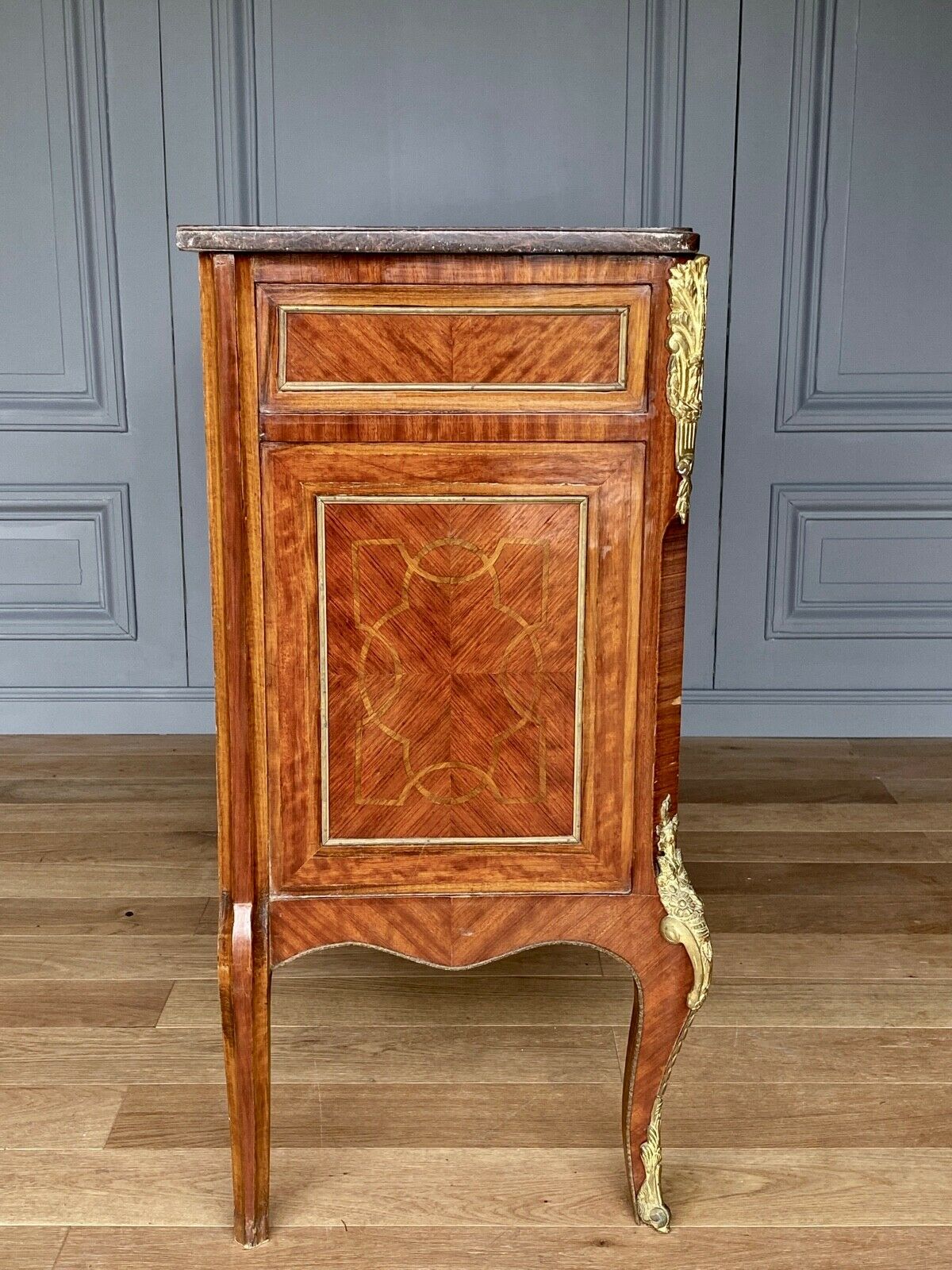 COMMODE TRANSITION LOUIS XV XVI LATE XIX TH ORNAMENTATION BRONZE MARBLE