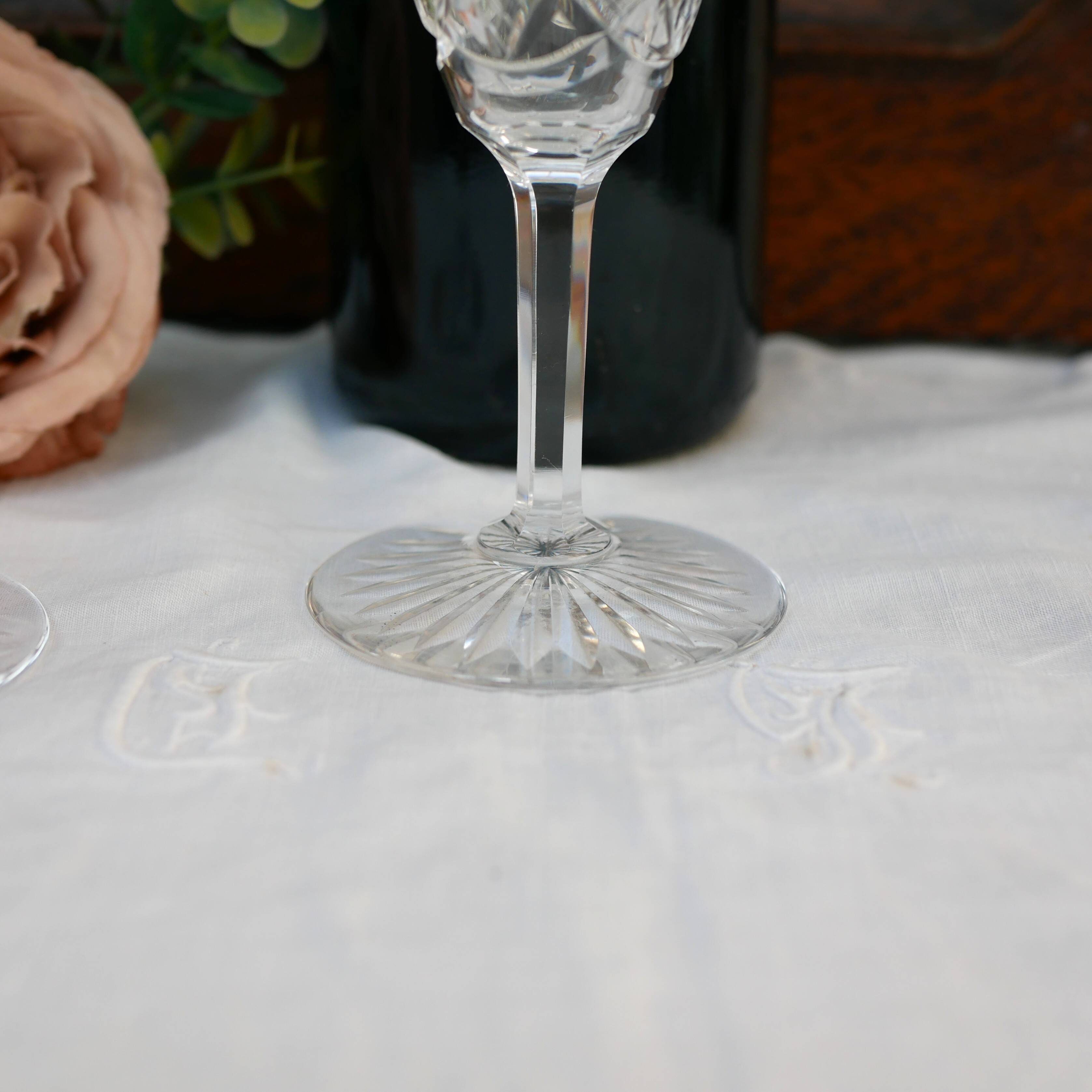 Two elegant crystal wine glasses