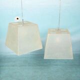 Vintage minimalist pendant lamp in fibreglass, Roche Babois