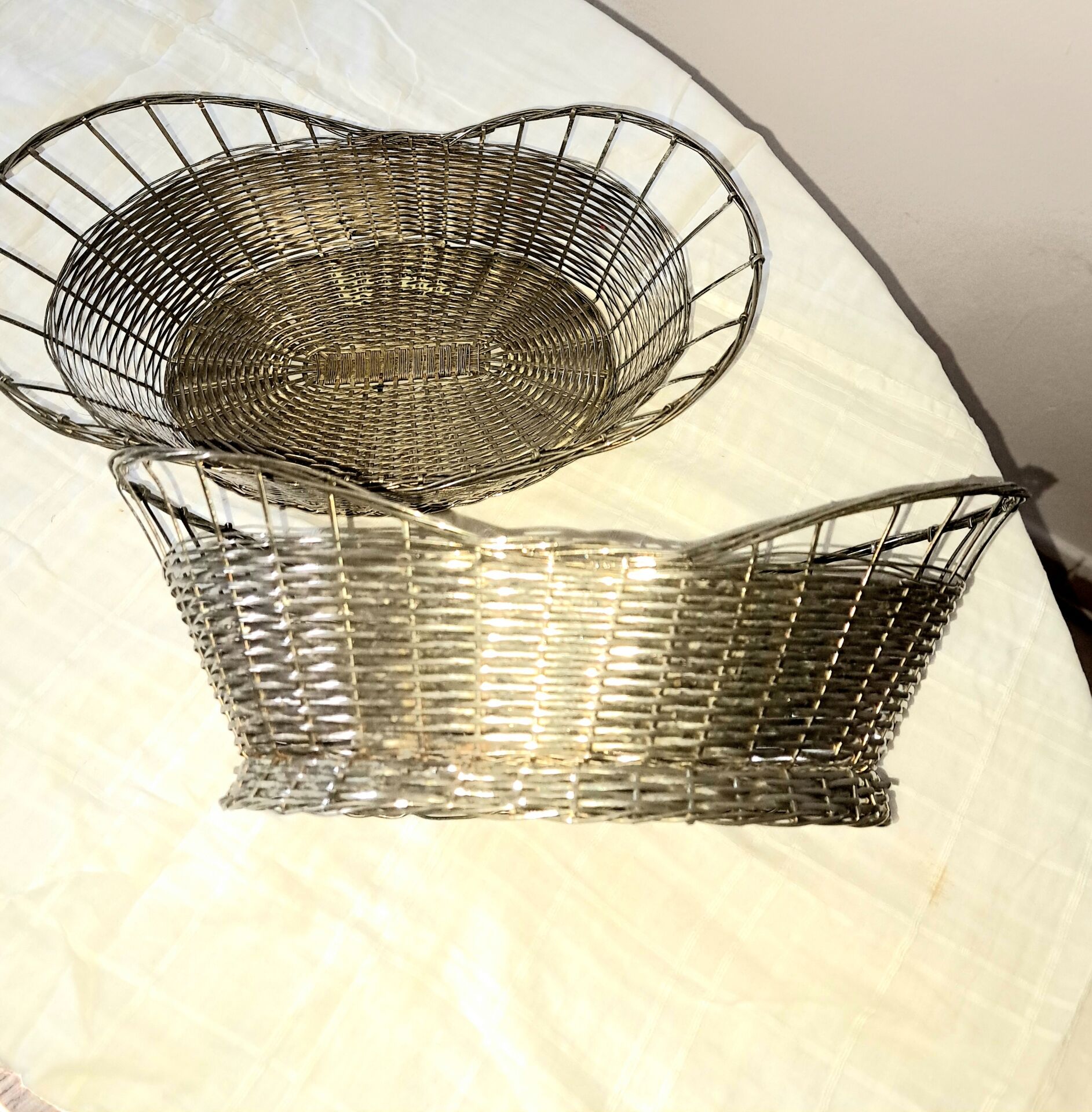 Two silver-plated baskets. Victorian style. Year 1960.