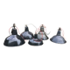 Set of 5 black industrial lamps from the 70s in their patina different formats