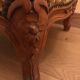 Pouf in gilded velvet and feet wood cherry style louis xv