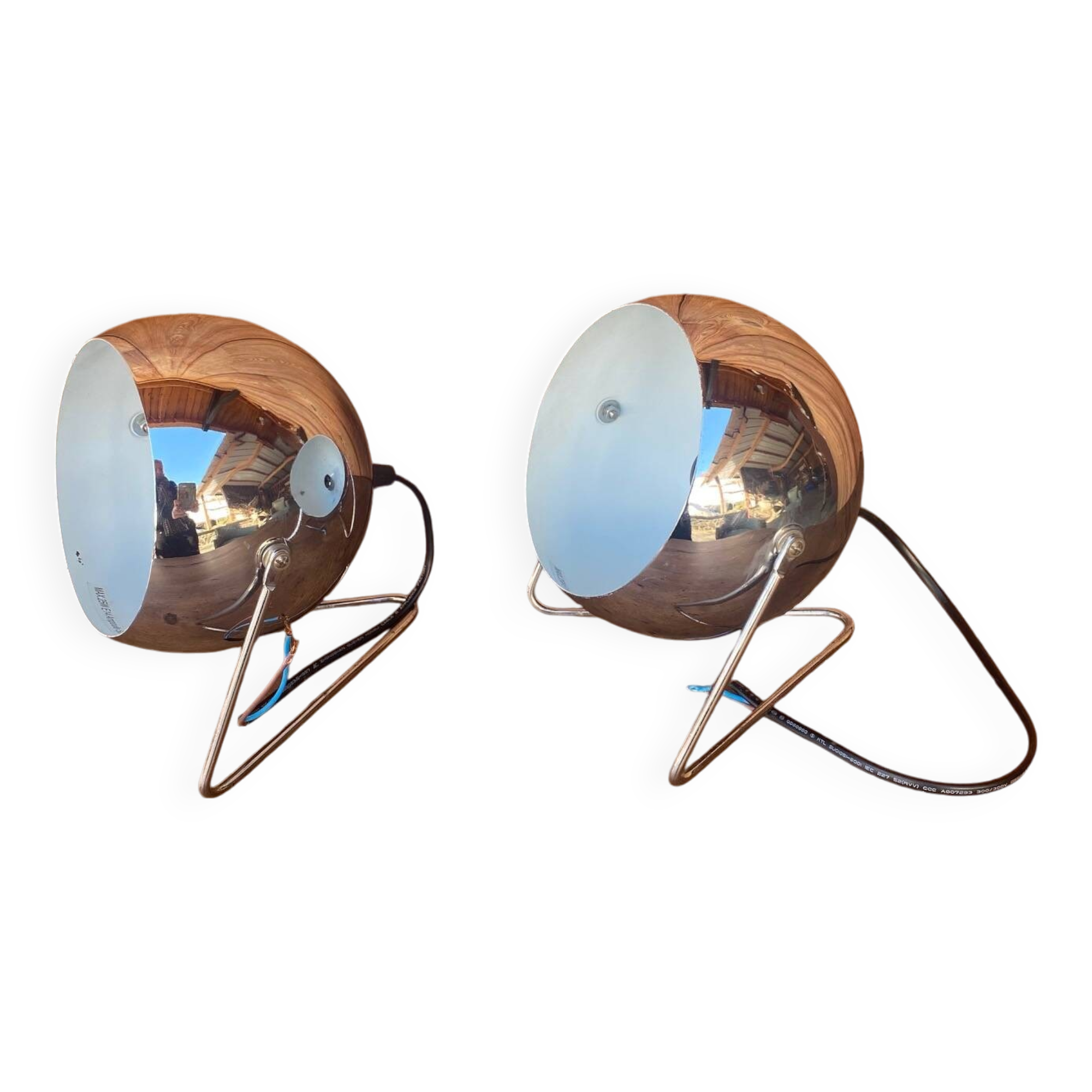 Paire de lampes esprit « Eye-ball » en métal