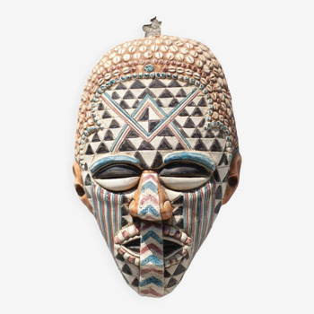 Masque céramique africain Kuba, poterie, déco murale, collection, années 50/60's