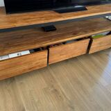 TV unit + coffee table in teak and metal