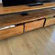 TV unit + coffee table in teak and metal