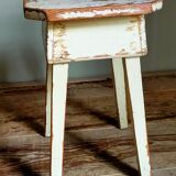 Workshop stool in antique patinated solid wood