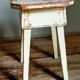 Workshop stool in antique patinated solid wood