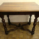 Louis XIII desk table, walnut, Swiss model.