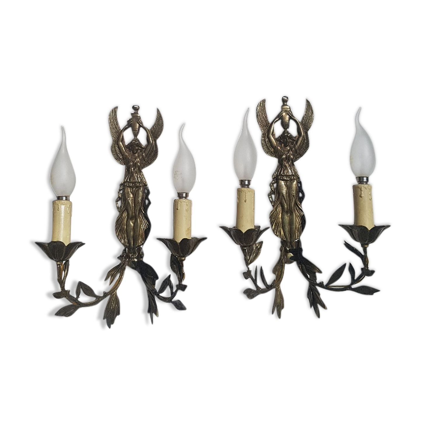 Pair of Empire-style gilded bronze wall light