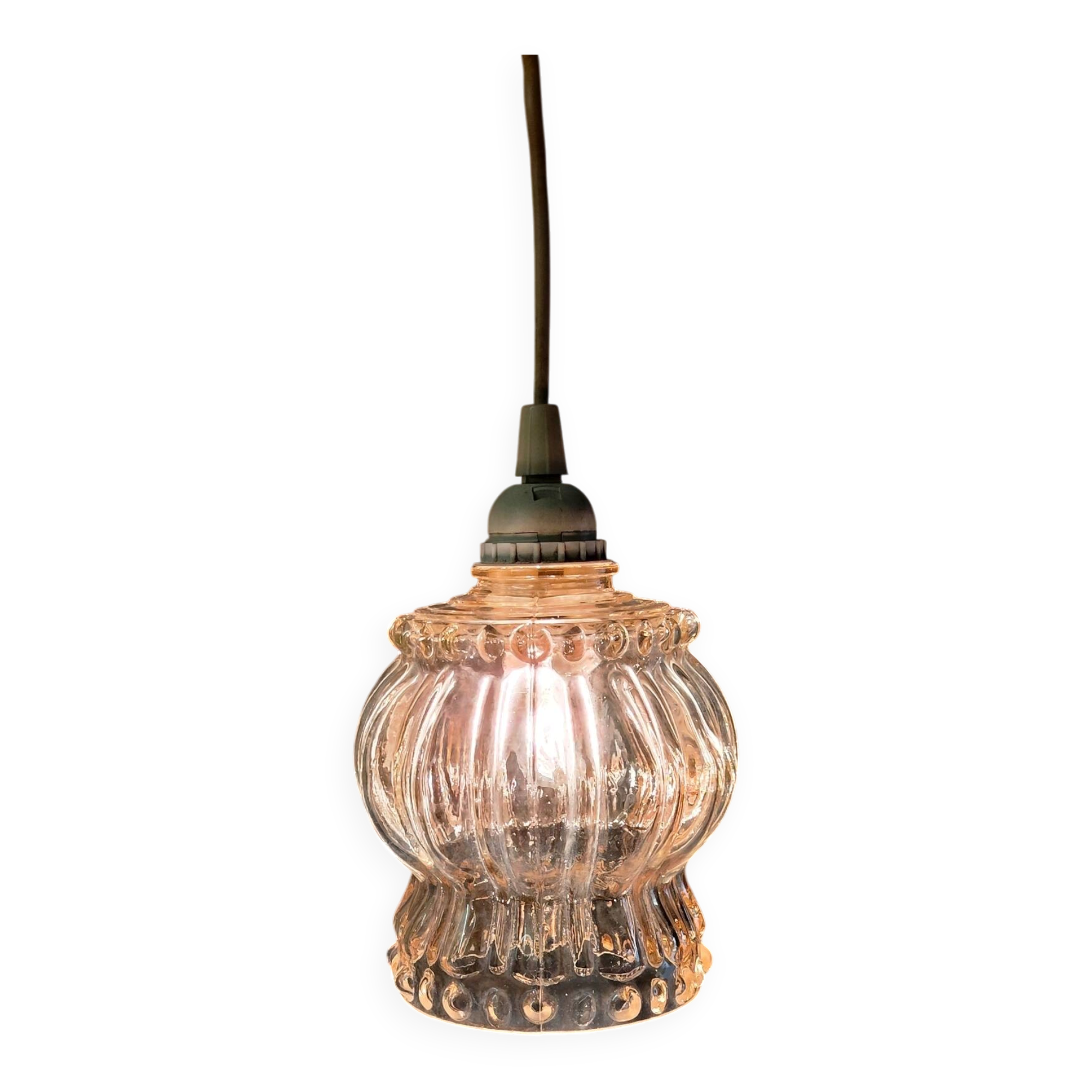 Moulded glass suspension globe - mid 20th century