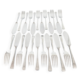 Set of 12 silver plated fish knives and 12 forks