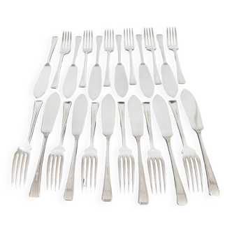 Set of 12 silver plated fish knives and 12 forks