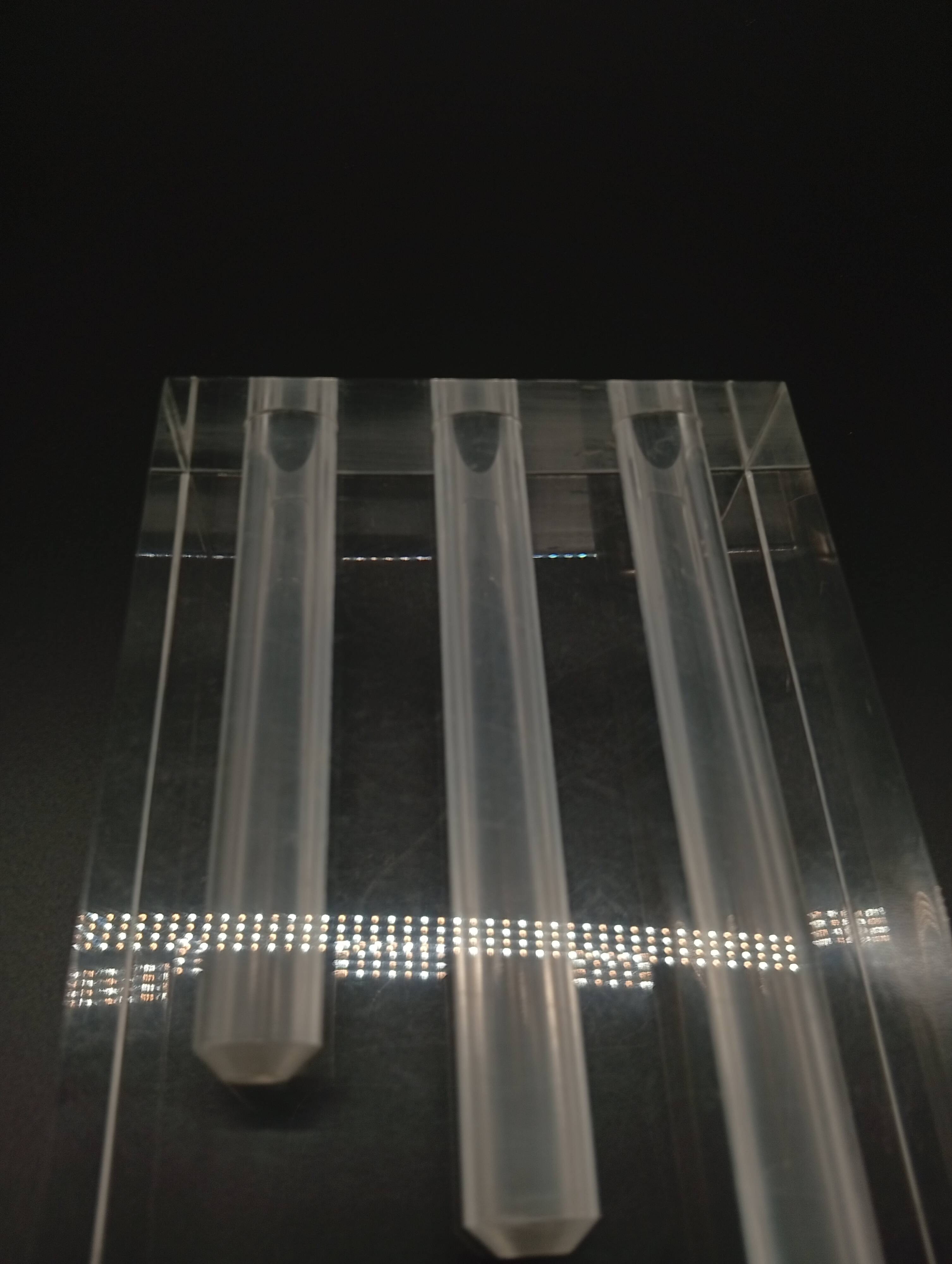 Duo Vase Bloc Résine Lucite Triple Cheminée Plexiglas Design Postmoderne