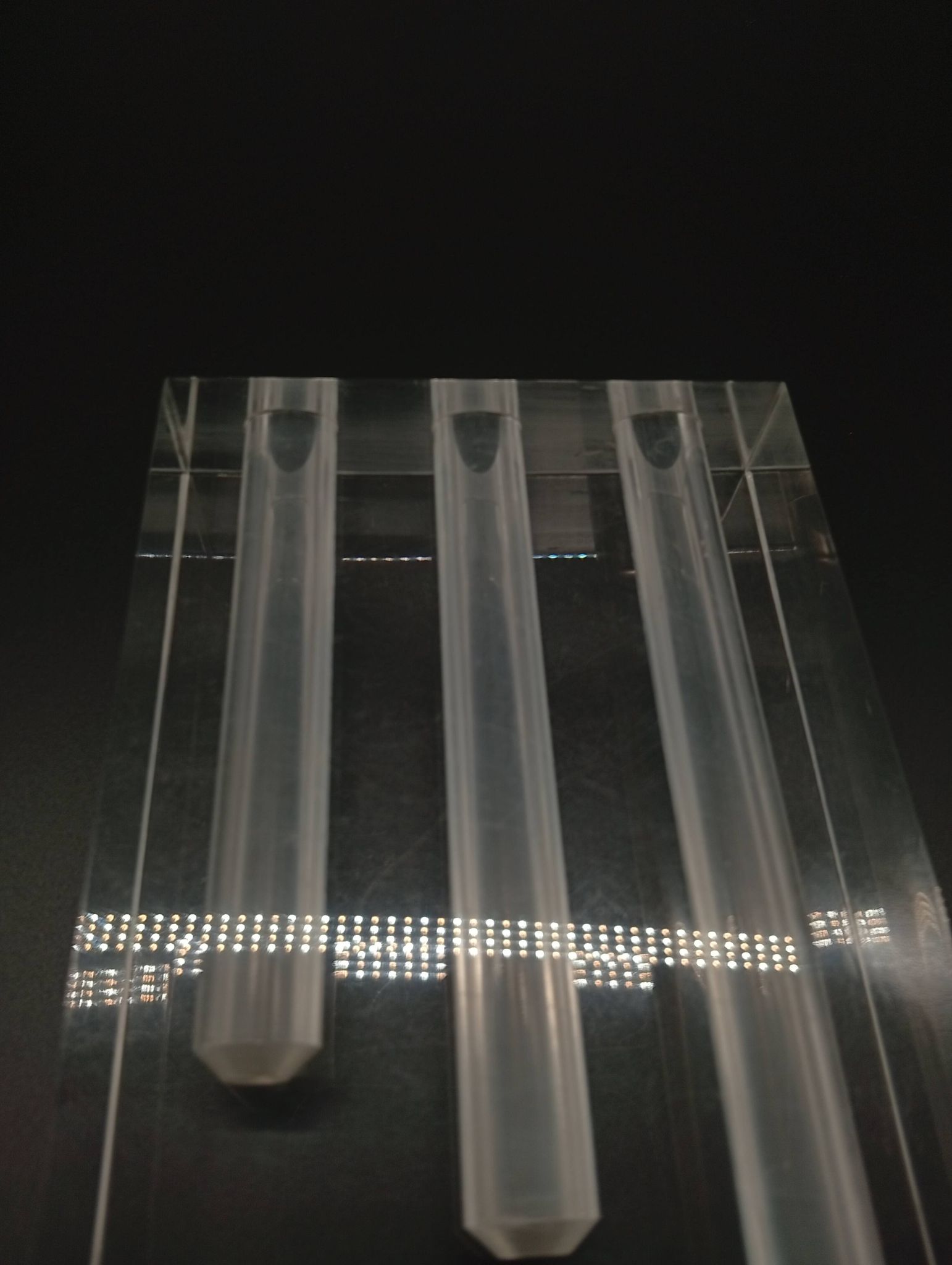 Duo Vase Bloc Résine Lucite Triple Cheminée Plexiglas Design Postmoderne