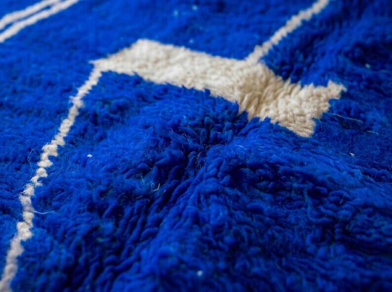 Tapis marocain berbère bleu en laine 200cmx300cm