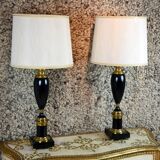 Paire de lampes laquées noires