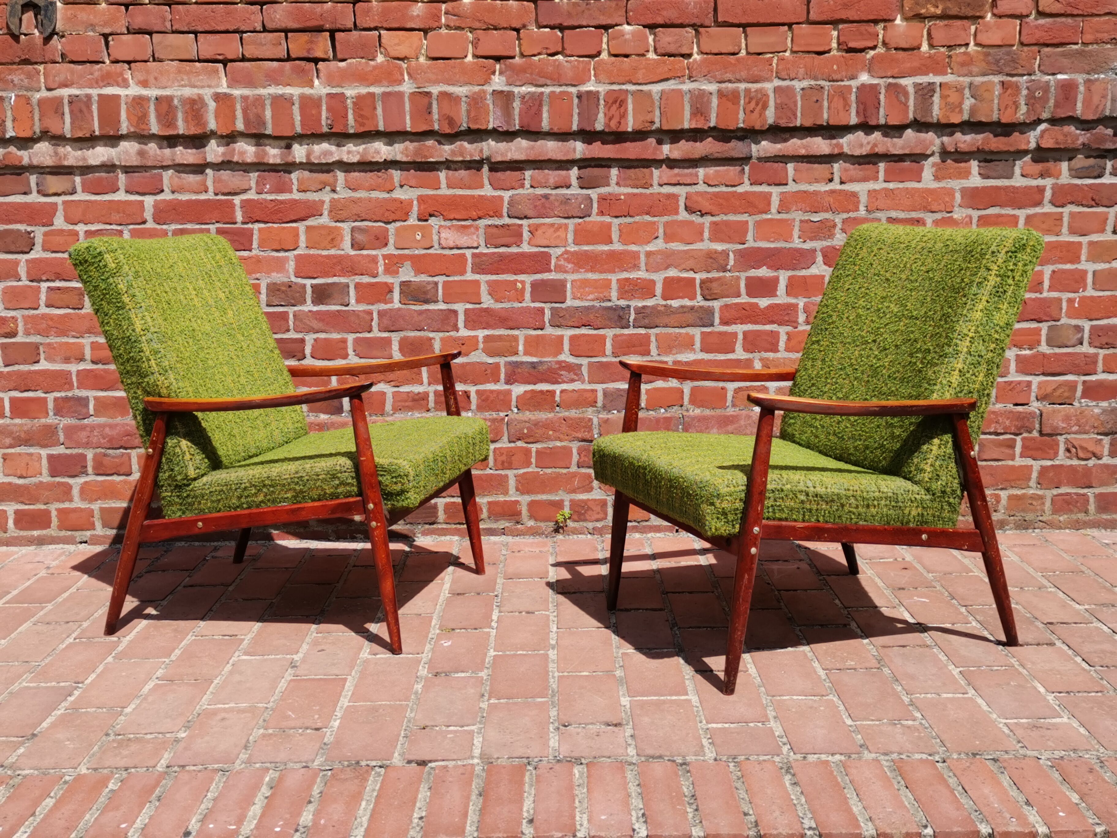 Pair of Czechoslovak armchairs green Jitona 1960