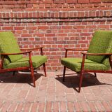 Pair of Czechoslovak armchairs green Jitona 1960