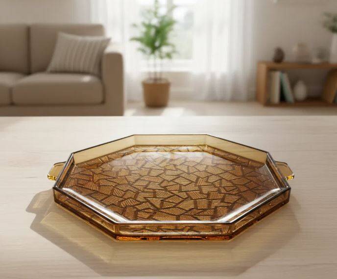 Smoked glass Art Deco tray