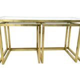 Set of Postmodern Brass, Steel and Glass Nesting Tables by Romeo Rega, Italy
