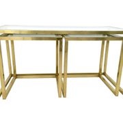 Set of Postmodern Brass, Steel and Glass Nesting Tables by Romeo Rega, Italy