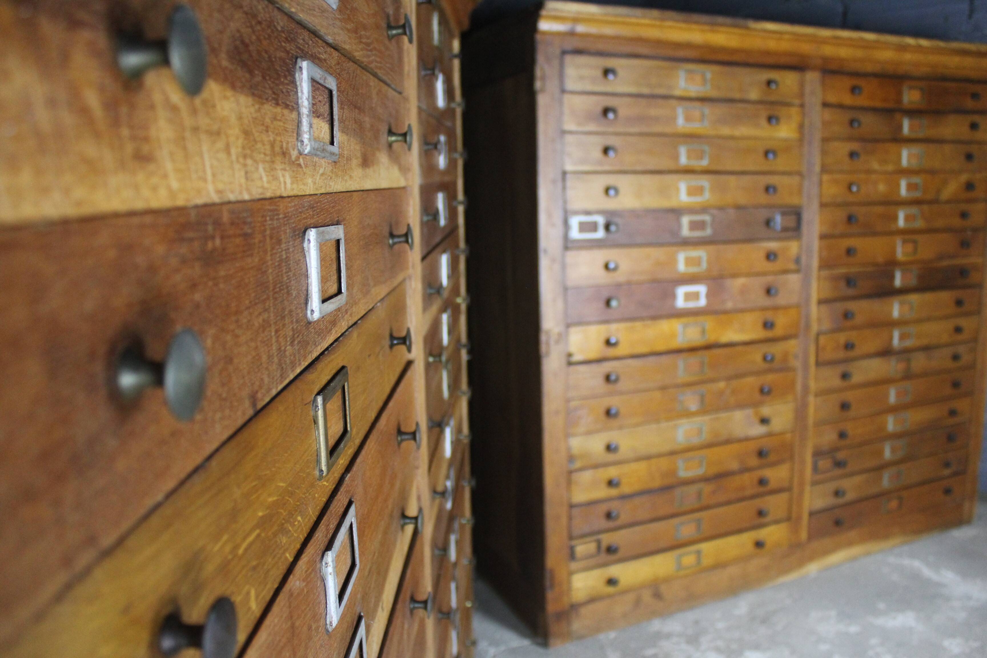 Oak craft cabinet – 60 drawers with label holders