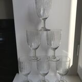 set of 6 large crystal wine glasses engraved early twentieth century