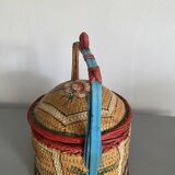 Straw basket, painted decoration, Indonesia