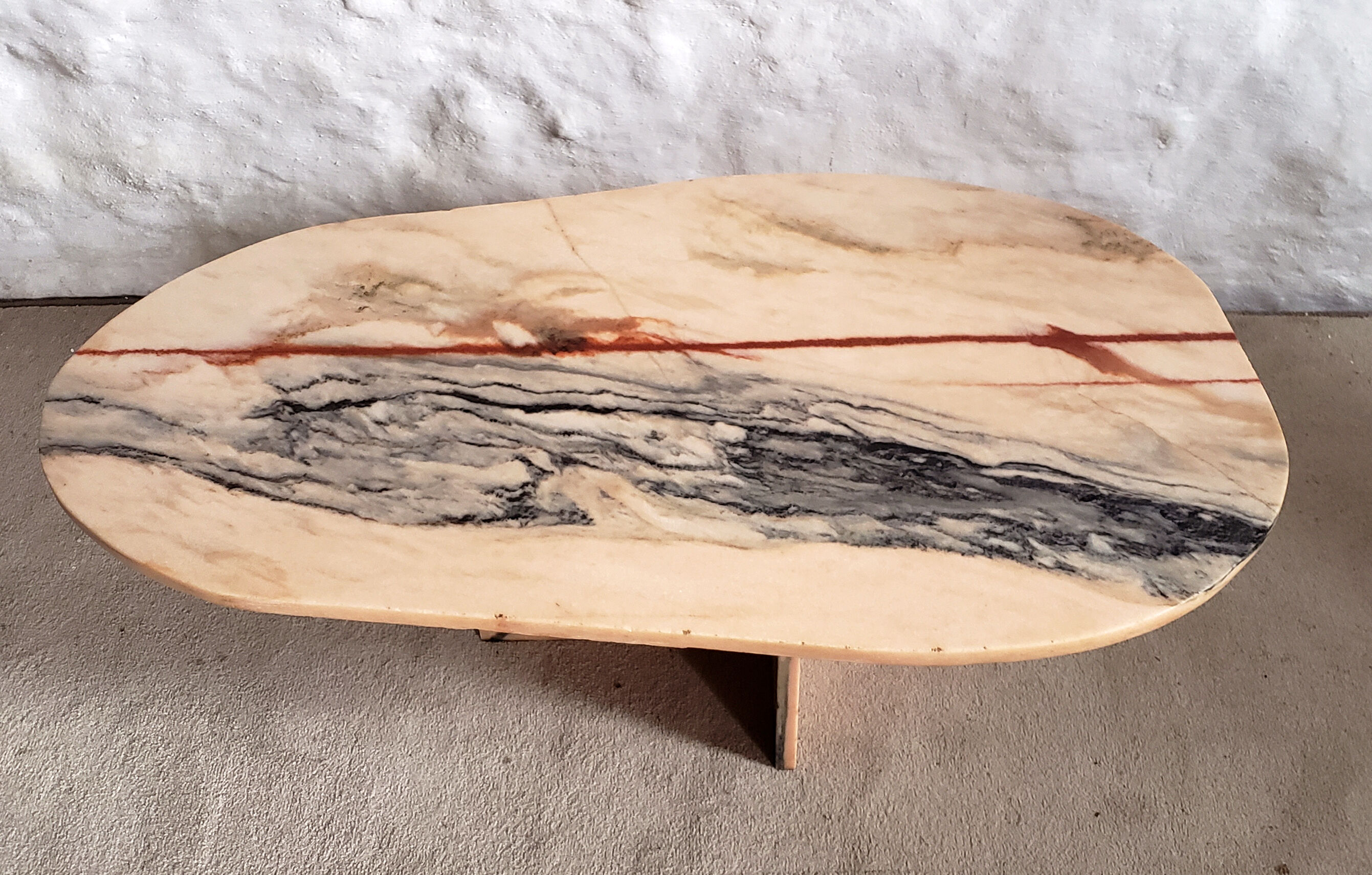 Veined pink marble coffee table
