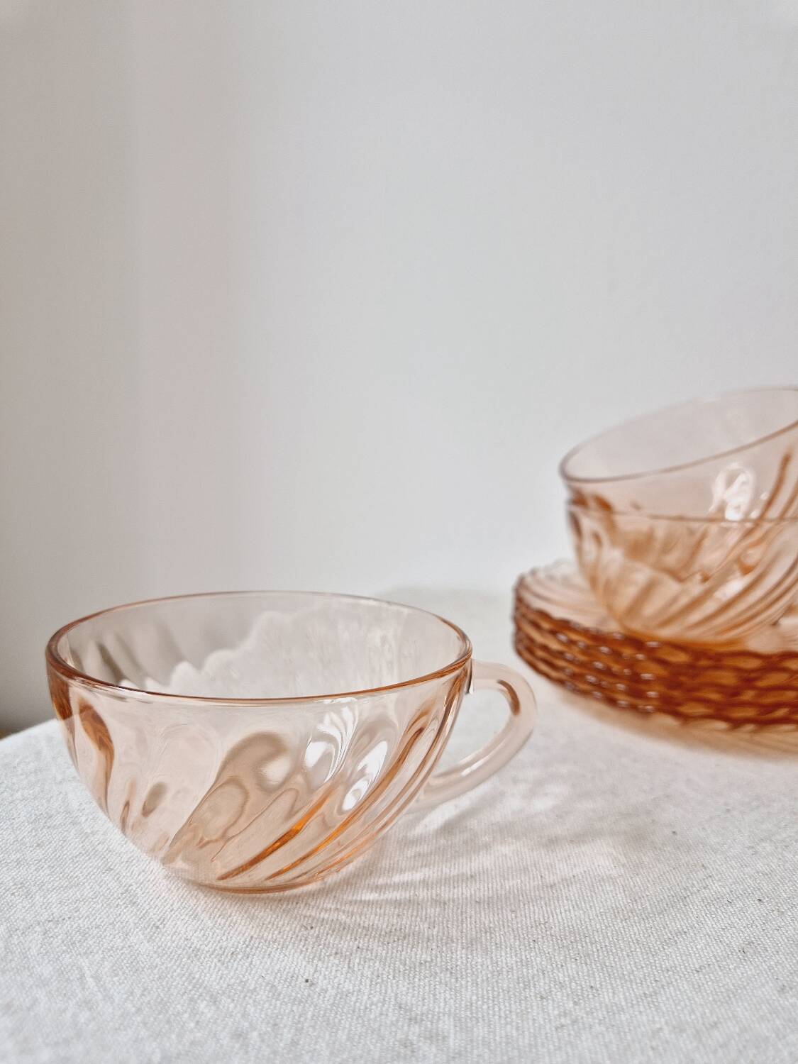 Set of 6 "Rosaline" coffee cups '70s - Arcoroc France vintage