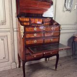Louis XV Notary Secretary Cabinet in Veneer, Stamped by Nicolas Pet