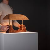 Lampe de bureau de direction rare en bois massif