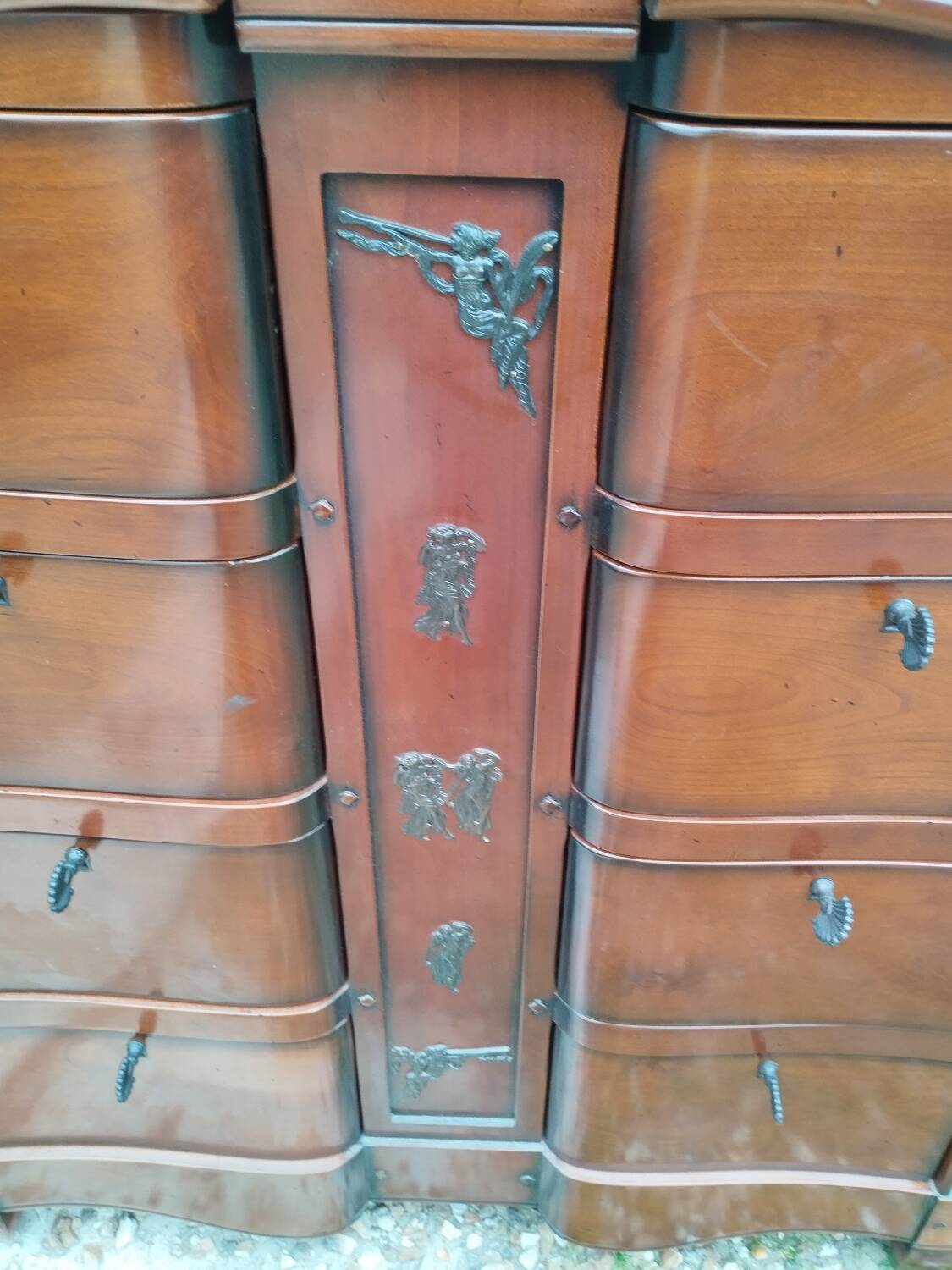 Antique weekly chest of drawers, Louis XVI style marble top